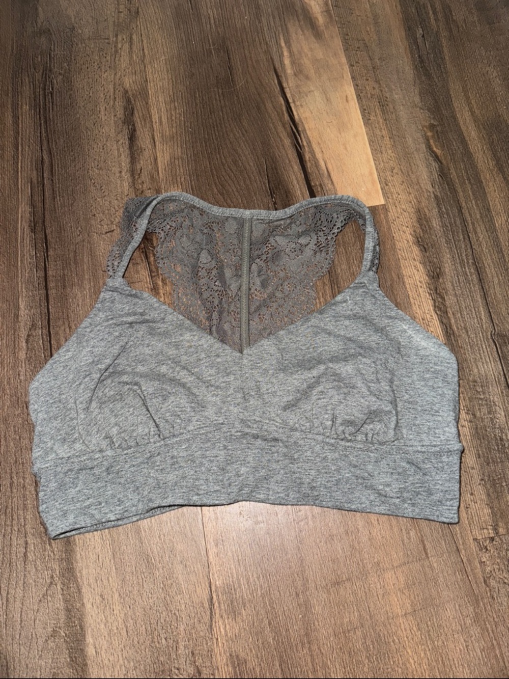 Aerie Gray Lace-Back Bralette